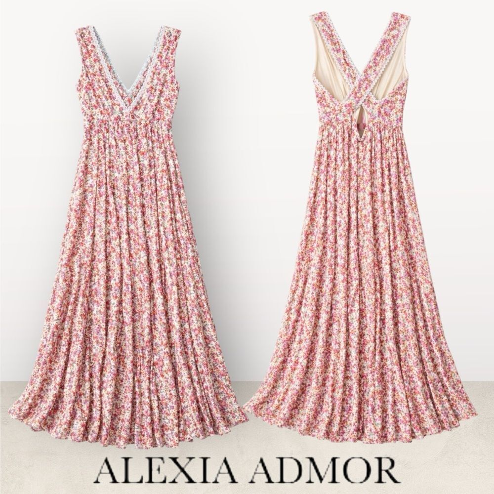 Alexia Admor Tezzi Floral Maxi Cross Back Maxi Dress Romantic Boho Garden 8